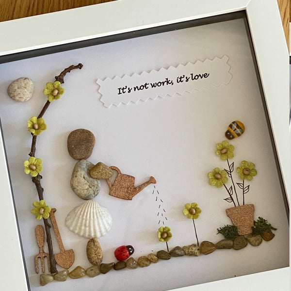 Gardening Pebble Frame, Retirement Gift, Thank You Gift, Nature Lover Pebble Fra