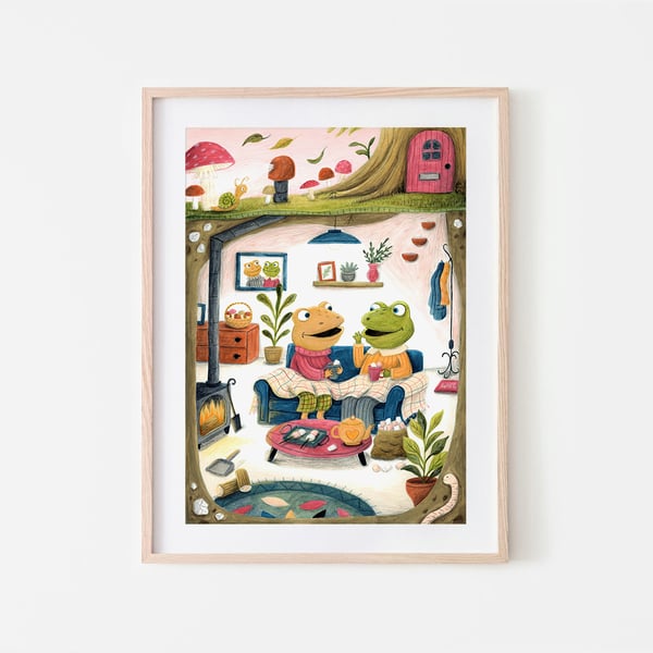 Frog and Toad art print - Friendship - love - Nursery Decor - A4 art Print