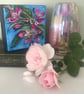 Honey Bee & Blossom, Original Acrylic Painting, Shelf-Sitter Art, Special Gift. 