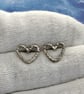sterling silver textured heart stud earrings