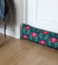 Draught Excluder 70s Bloom Fabric  - Navy Blue