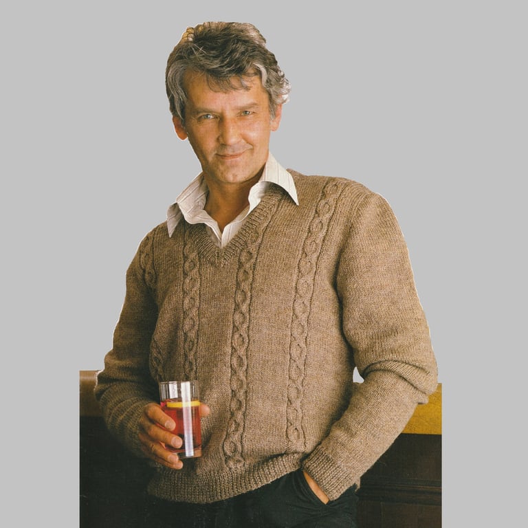 VINTAGE KNITTING PATTERN PDF Mans Slipover and Sweater in Cable Stitch