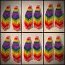 Rainbow pride handmade seed bead earrings