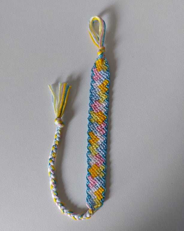 Handmade pastel chevron friendship bracelet - yellow, pink & blue - adjustable
