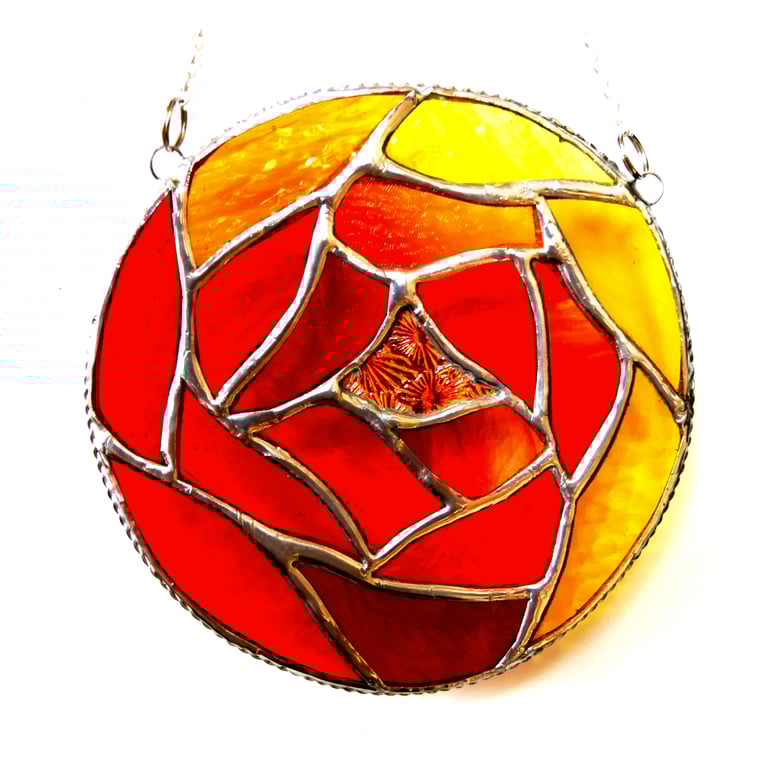 Stained Glass Suncatcher Fire Ball  Autumn Leaves 007 Fireball