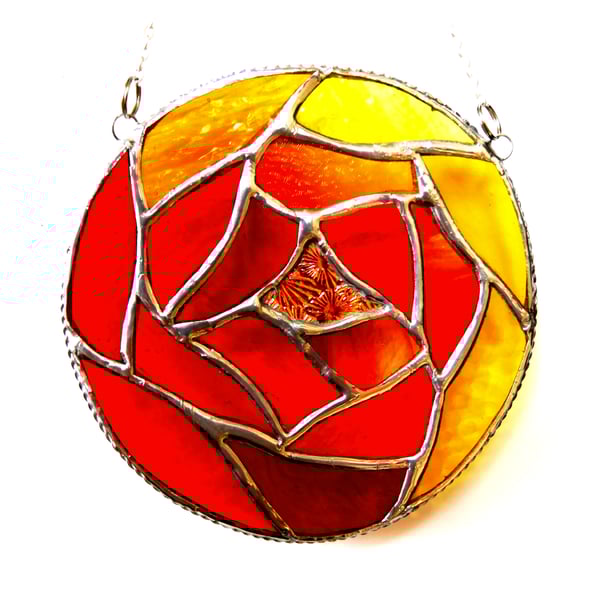 Stained Glass Suncatcher Fire Ball  Autumn Leaves 007 Fireball