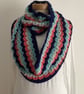 INFINITY SCARF , neckwarmer , cowl  ' The Islander' . Navy , coral . grey . - Image 4