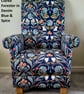 Clarke Forester Fabric Adult Armchair Chair Navy Blue Orange Accent Rabbits - Image 2