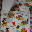 Handmade Padded Cot Quilt with matching Pillowcase, Rupert design
