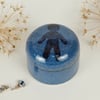 Ceramic Dark Blue Lidded Pot with Man design