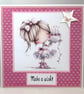 Pretty girl with cake make a wish birthday card  - Image 1