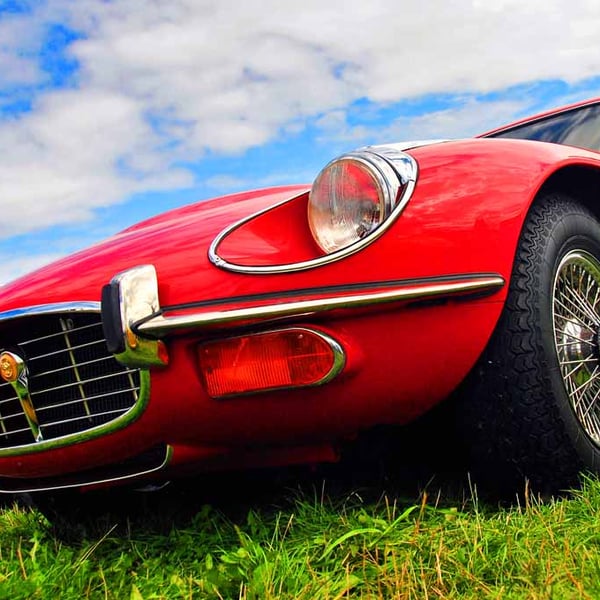 Red E Type Jaguar Classic Motor Car Photograph Print