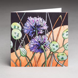 Chives and Honesty - Gardeners greeting card.