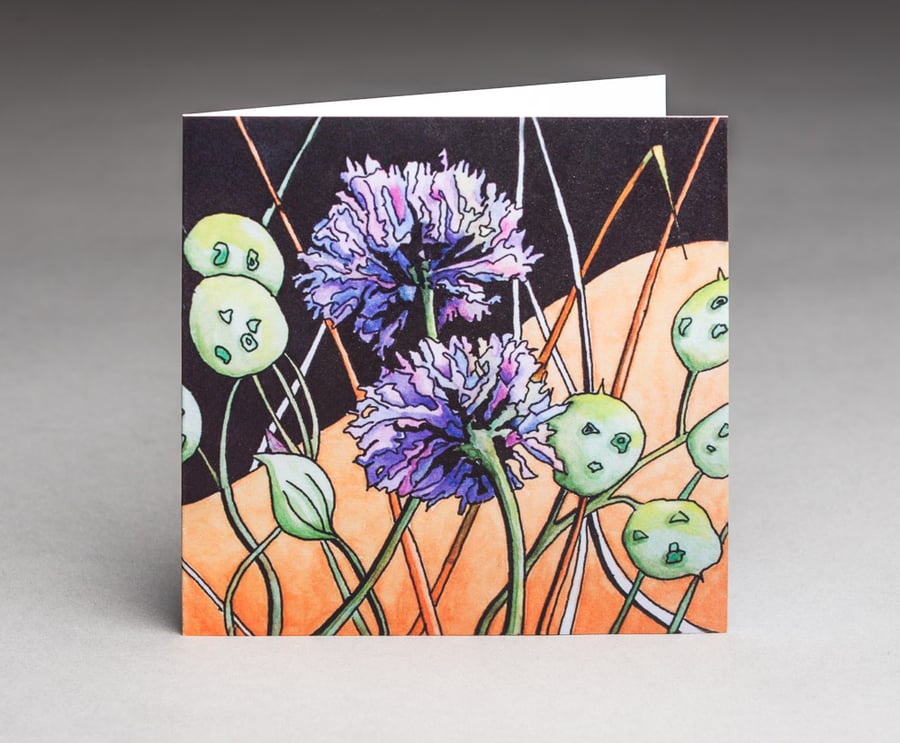 Chives and Honesty - Gardeners greeting card.