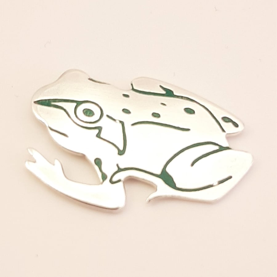 Frog Tie Pin, Silver Wildlife Gift, Handmade Nature Jewellery