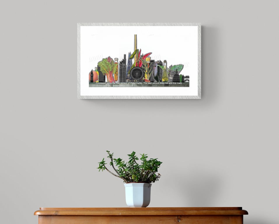 'Skyline' print of handmade collage