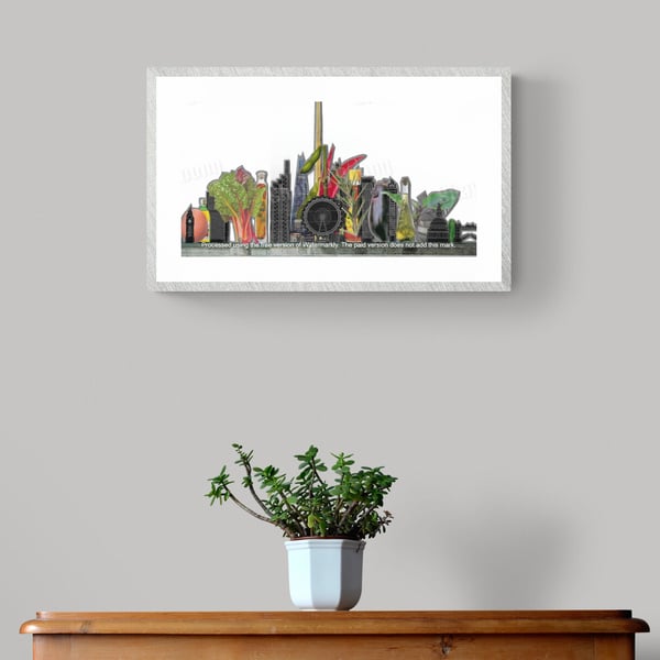 'Skyline' print of handmade collage