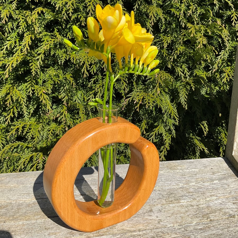 Image of Handcrafted Beech Wood Sculptural Vase
