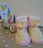 Baby Girl's Hand Knitted Booties  0-3 months size