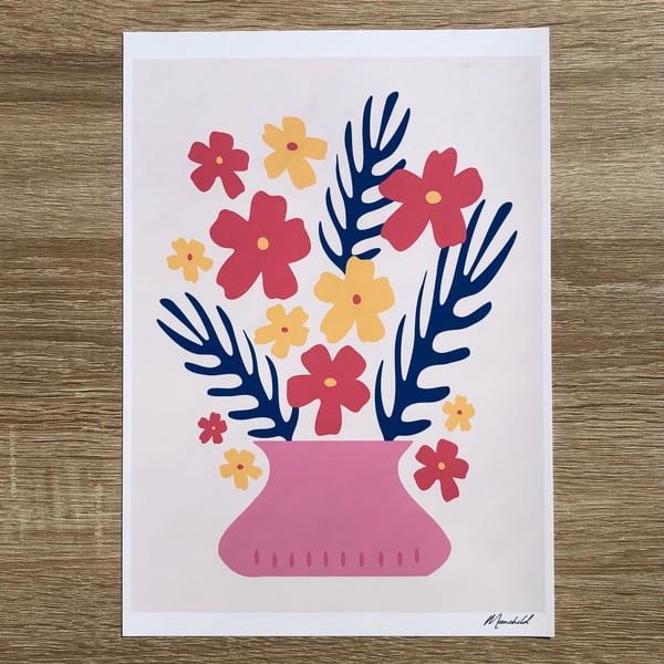 Matisse Flowers Print, A4 Giclee Print, Graphic Art, Floral Wall Art, Fun Art 