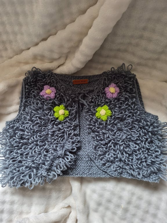 Bolero style girls loopy waistcoat 
