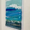 Blue, teal and turquoise fused glass seascape 