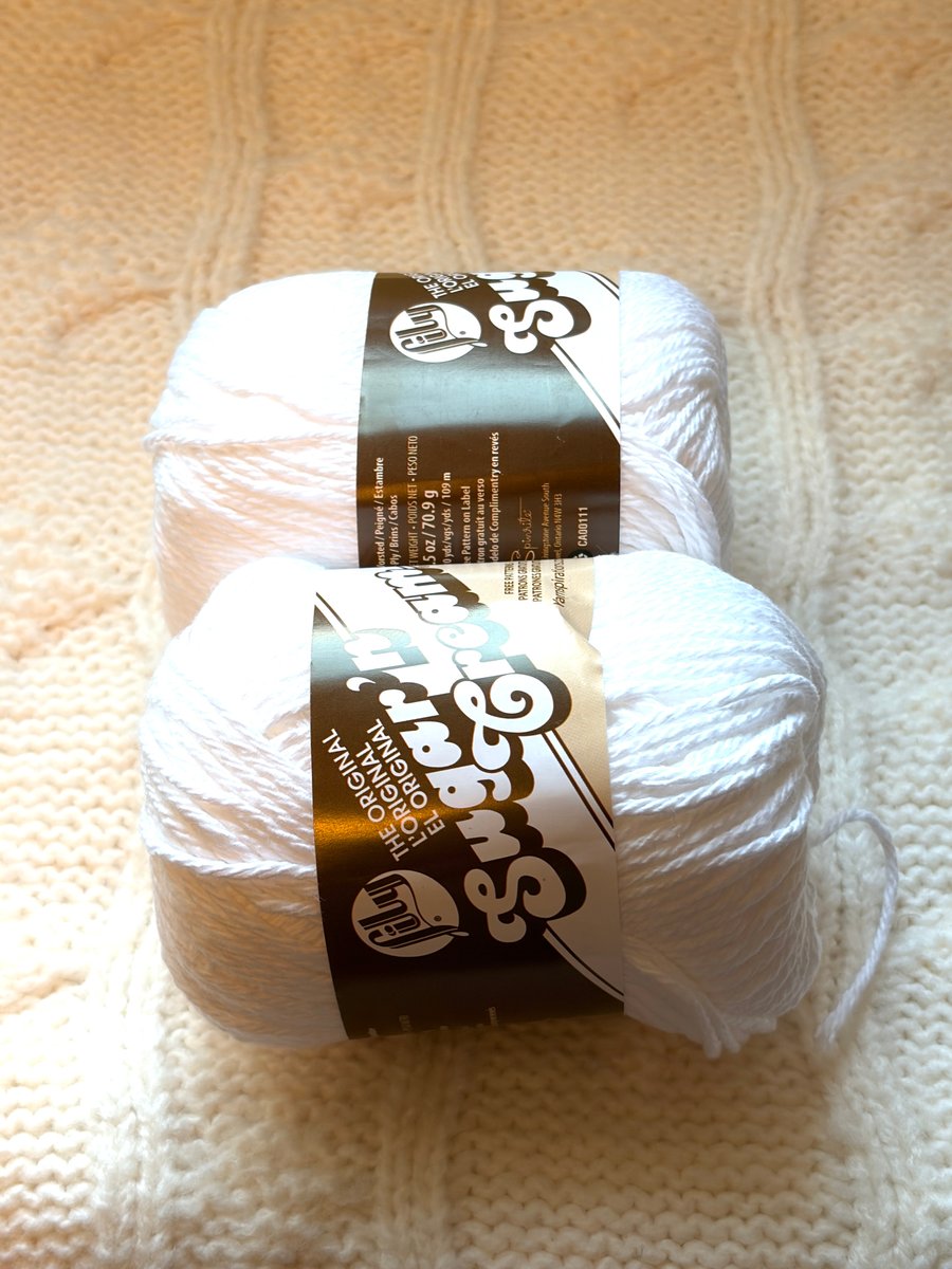 2 balls x 70.9g Lily Sugar 'n Cream The Original Yarn - White 100% Cotton