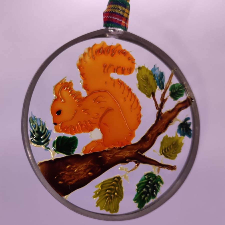 Handmade glass painted window hanging or Christmas tree bauble