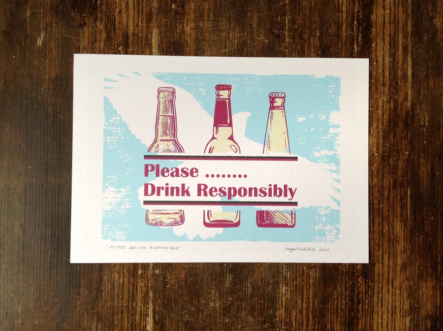 Shaun Keaveny Cart Wall Inspired A4 Unframed Digital Print 'Drink Responsibly'.