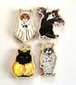 Halloween Cat Pin Badges - Four MEOWOWEEN Designs To Choose From