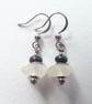 Sweet Little Seaglass Earrings with Coloured Glass Beads - Image 2