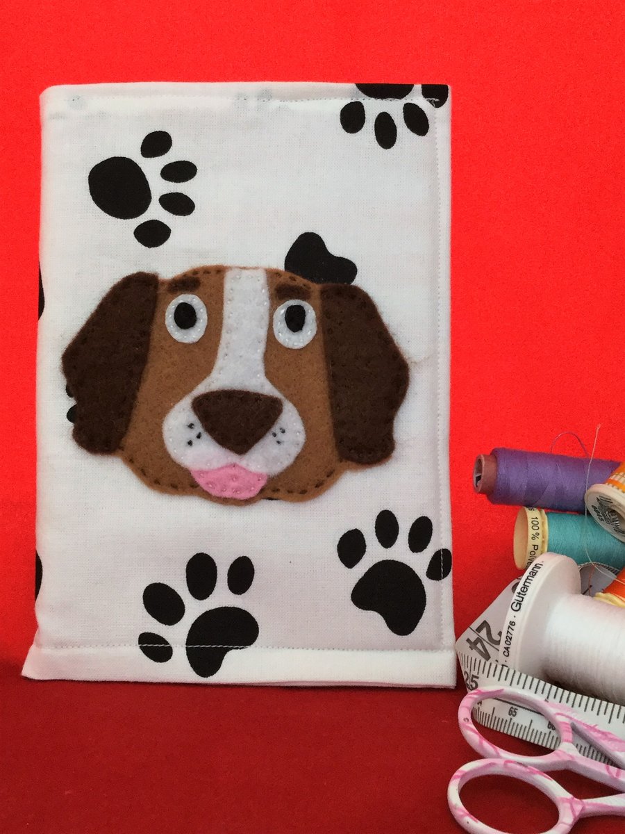 DOG Fabric Notebook cover - paw print - Back to School - Organiser - Journal