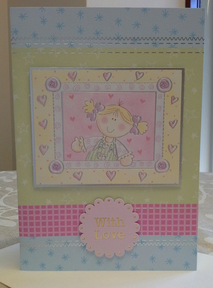 Girls Greeting Card Large A5 size