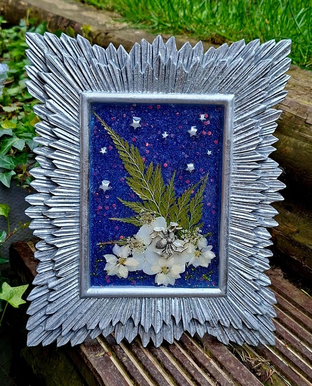 Gothic Ethereal Botanical Photo Frame Floral Spiders Handmade Unusual Gift 