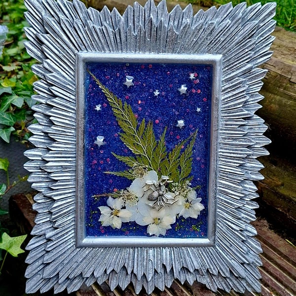 Gothic Ethereal Botanical Photo Frame Floral Spiders Handmade Unusual Gift 