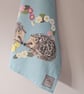 Hedgehogs in primroses heart tea towel design, organic cotton, hanging loop - Image 4