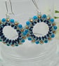 Turquoise and Gold Beaded Hoop Earrings - Image 4