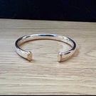 "Aurora" - Heavy Sterling Silver Torc Bangle 9ct caps - Made to any size - 8x4mm