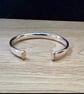 "Aurora" - Heavy Sterling Silver Torc Bangle 9ct caps - Made to any size - 8x4mm
