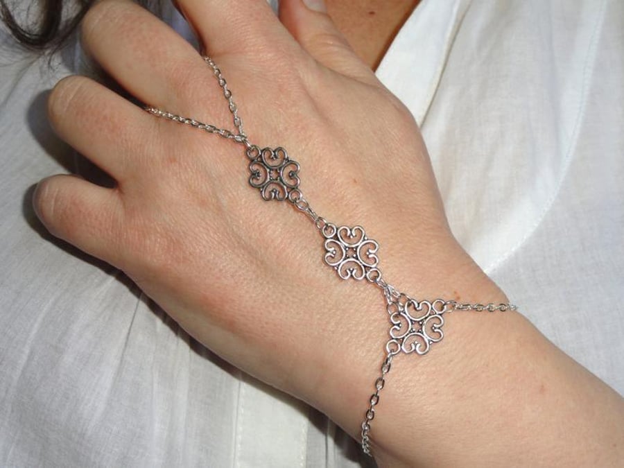 Silver chain filigree slave bracelet