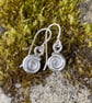 silver spiral earrings, ammonite dangles