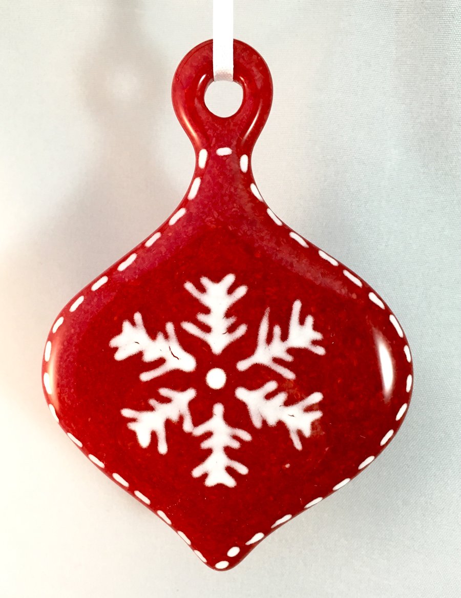 Fused Glass Scandinavian Style Christmas Tree Decoration