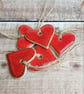 Made to order ..Little Red Hearts set of 5 . Ceramic heart decorations  - Image 2
