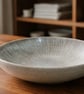 Handcrafted Deep Stoneware Plate Kiku-Inspired, Slab Built & Hand Carved