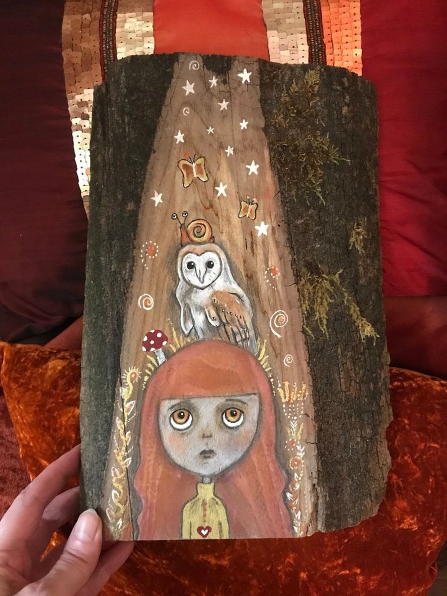 SALE! Painted wood piece, Magical Blythe