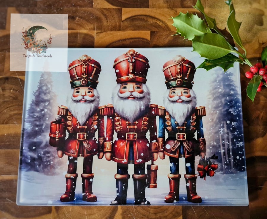 Nutcracker glass chopping board 