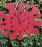Large Red Wooden Splat Wall Clock – Contemporary Decorative Statement Clock
