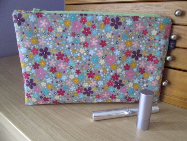 Funky Floral Zip Top Storage Bag, Make Up Bag, Pencil Case, Tablet Case