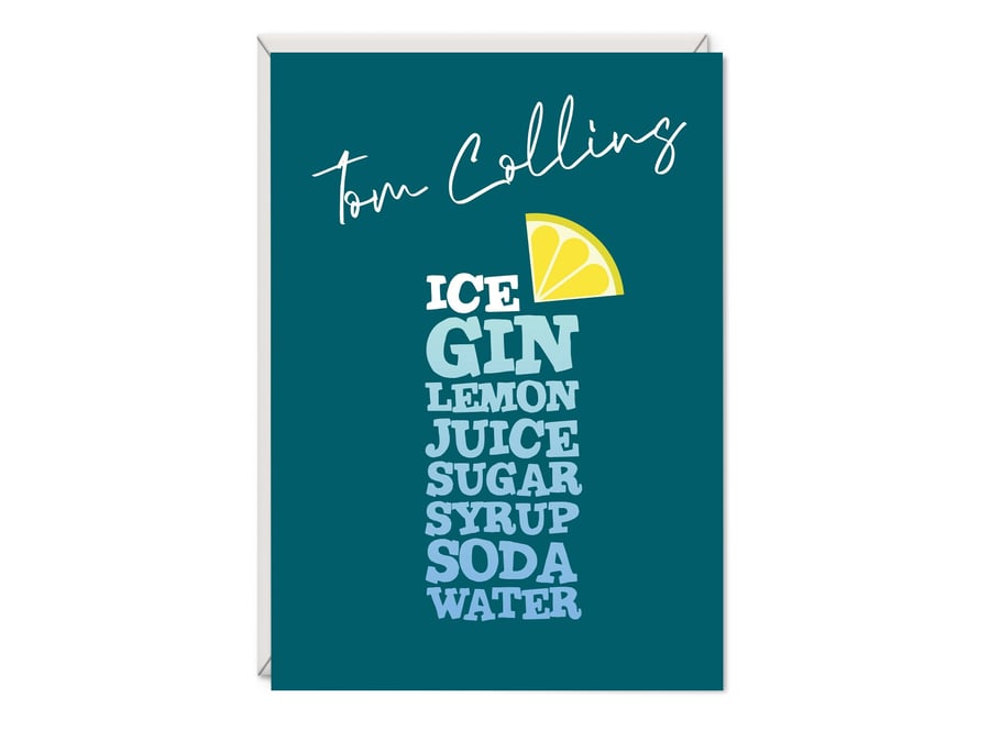 Tom Collins Cocktail Birthday Card