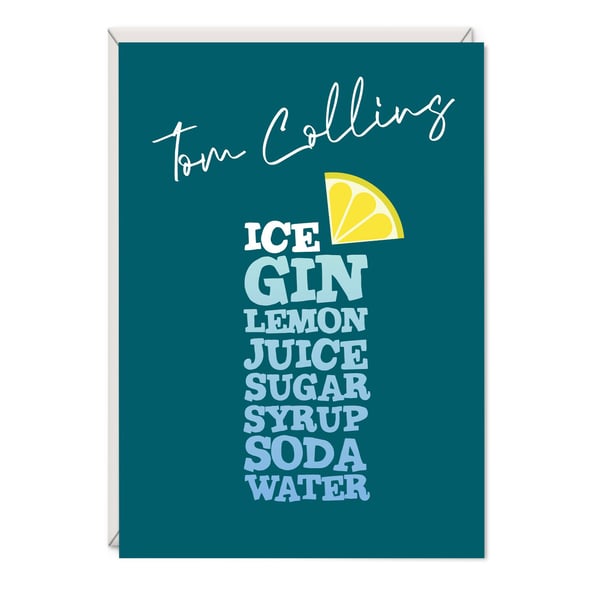 Tom Collins Cocktail Birthday Card